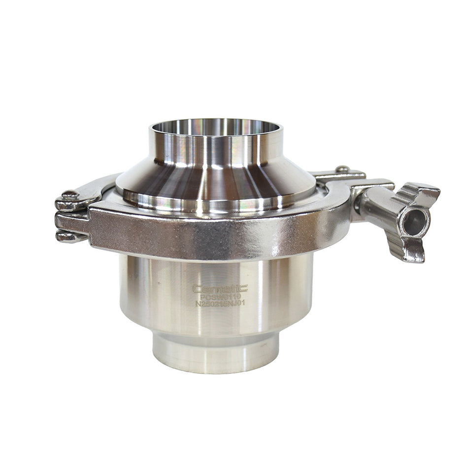 Válvula Check Soldable Cuerpo en Acero Inoxidable 316L con Abrazadera