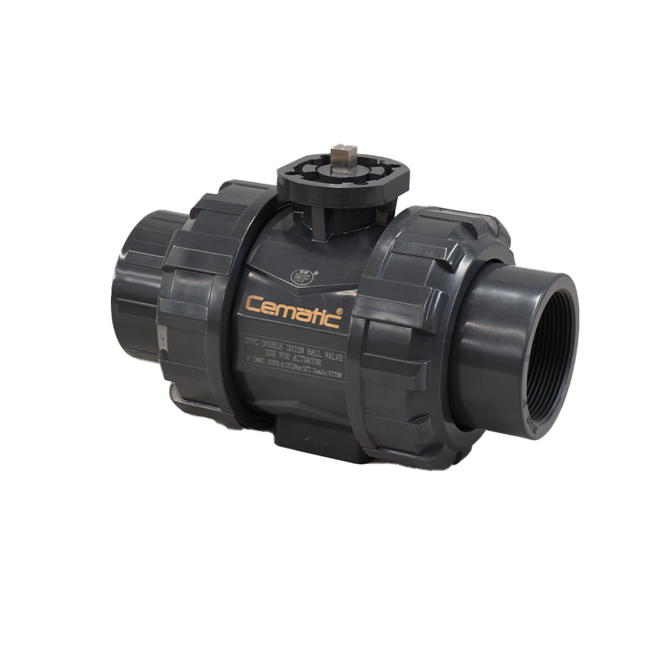 Válvula de bola PVC rosca NPT con montura ISO5211 para actuador – Cematic