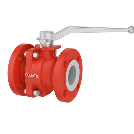 Válvula de Bola Anticorrosiva con Revestimiento PFA ANSI 150 cuerpo WCB – Cematic