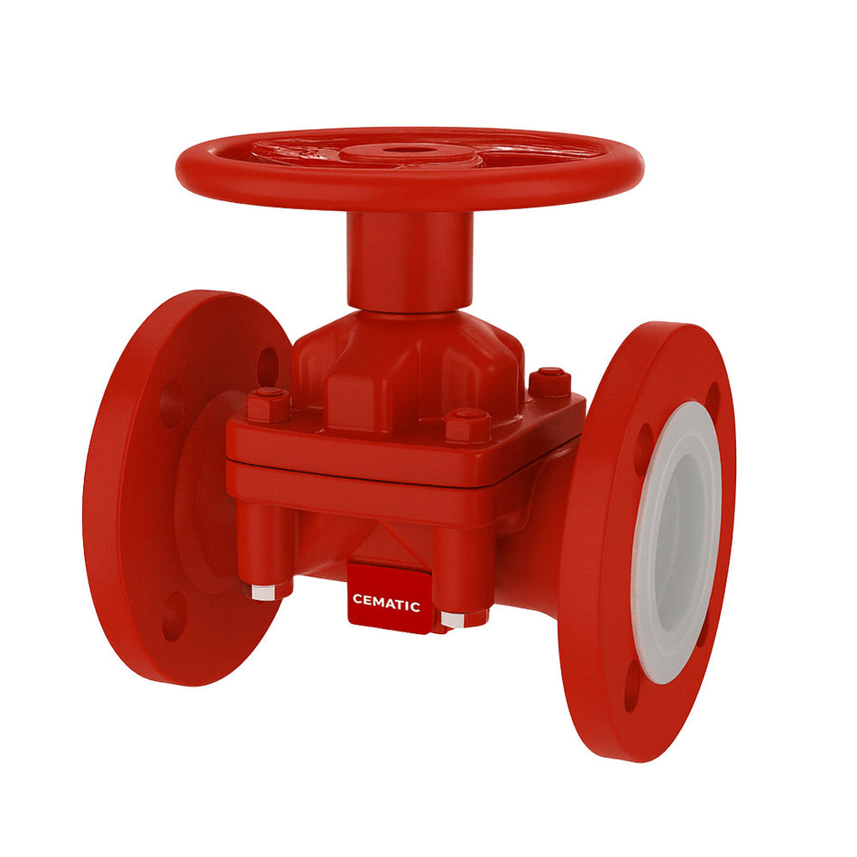 Válvula de diafragma anticorrosiva PFA con cuerpo WCB y bridas ANSI 150