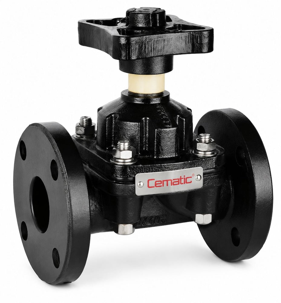 Válvula de Diafragma Manual | Tipo Vertedero (Weir) | Revestimiento EPDM | Cematic