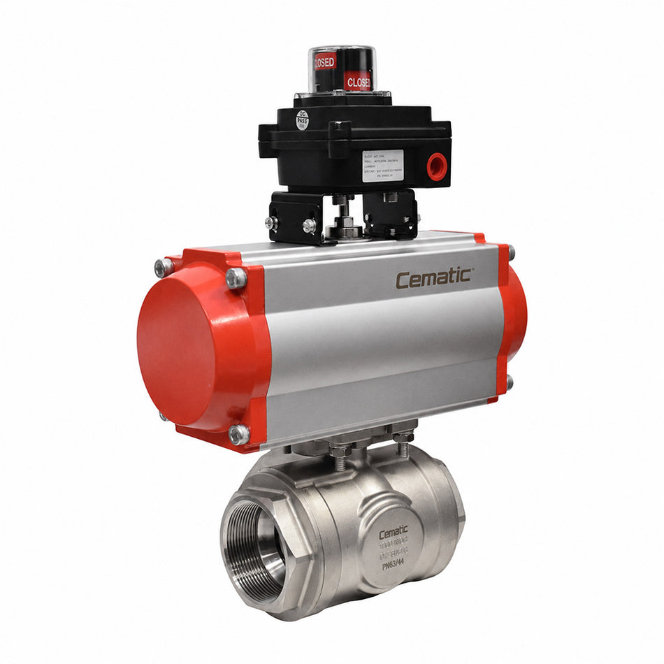 3-Way Ball Valve NPT Thread with Pneumatic Actuator