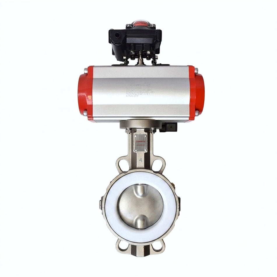 Stainless Steel Butterfly Valve Teflon Seat Pneumatic Actuator