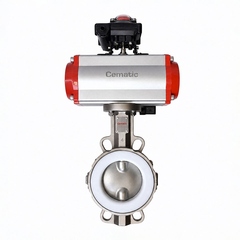 Stainless Steel Butterfly Valve Teflon Seat Pneumatic Actuator