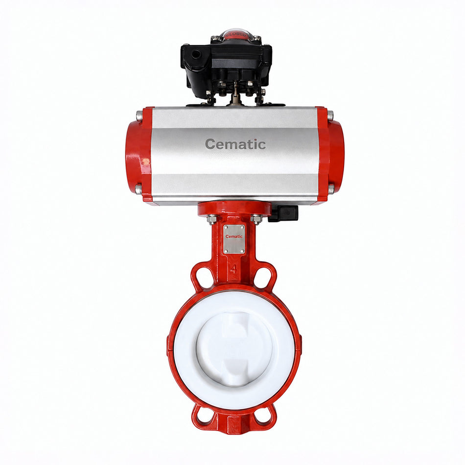 Wafer Butterfly Valve Teflon Seat and Disc with Pneumatic Actuator