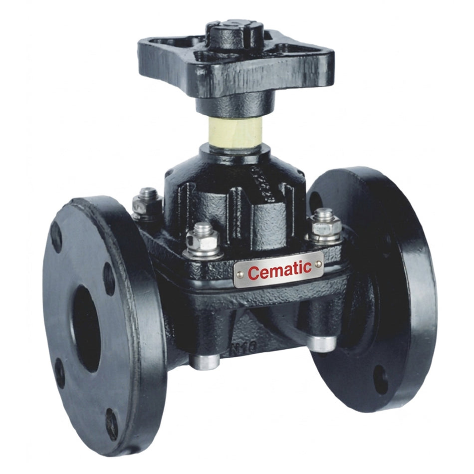 Válvula de Diafragma Manual | Tipo Vertedero (Weir) | Revestimiento EPDM | Cematic