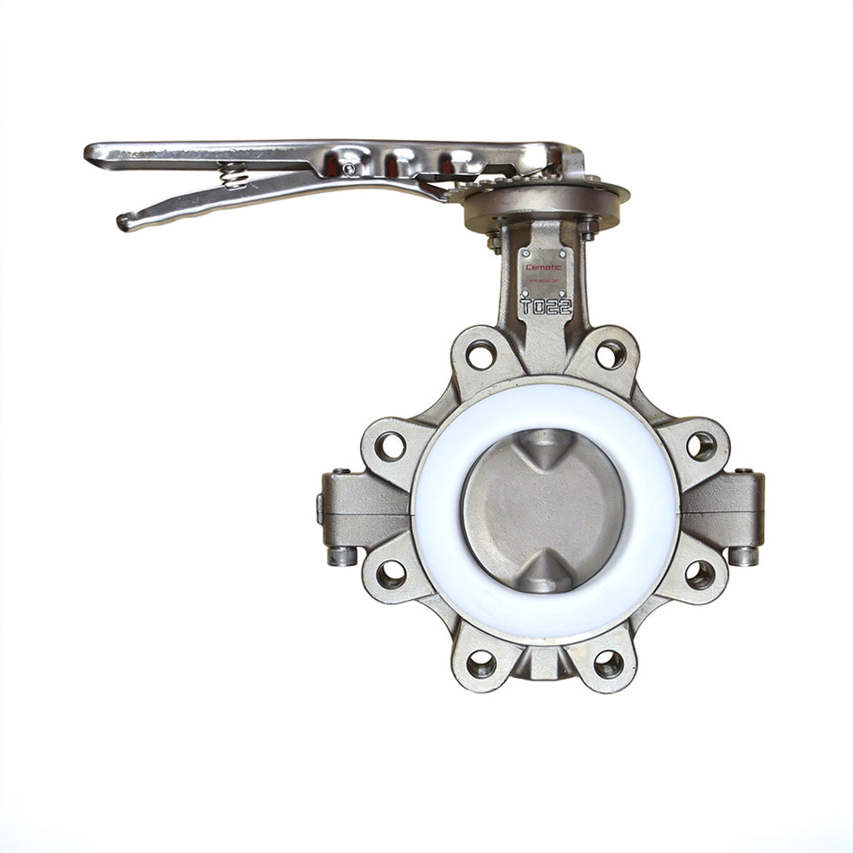 Válvula Mariposa Lug ANSI 150 CF8M | Disco SS316+PTFE | Asiento PTFE | API 609