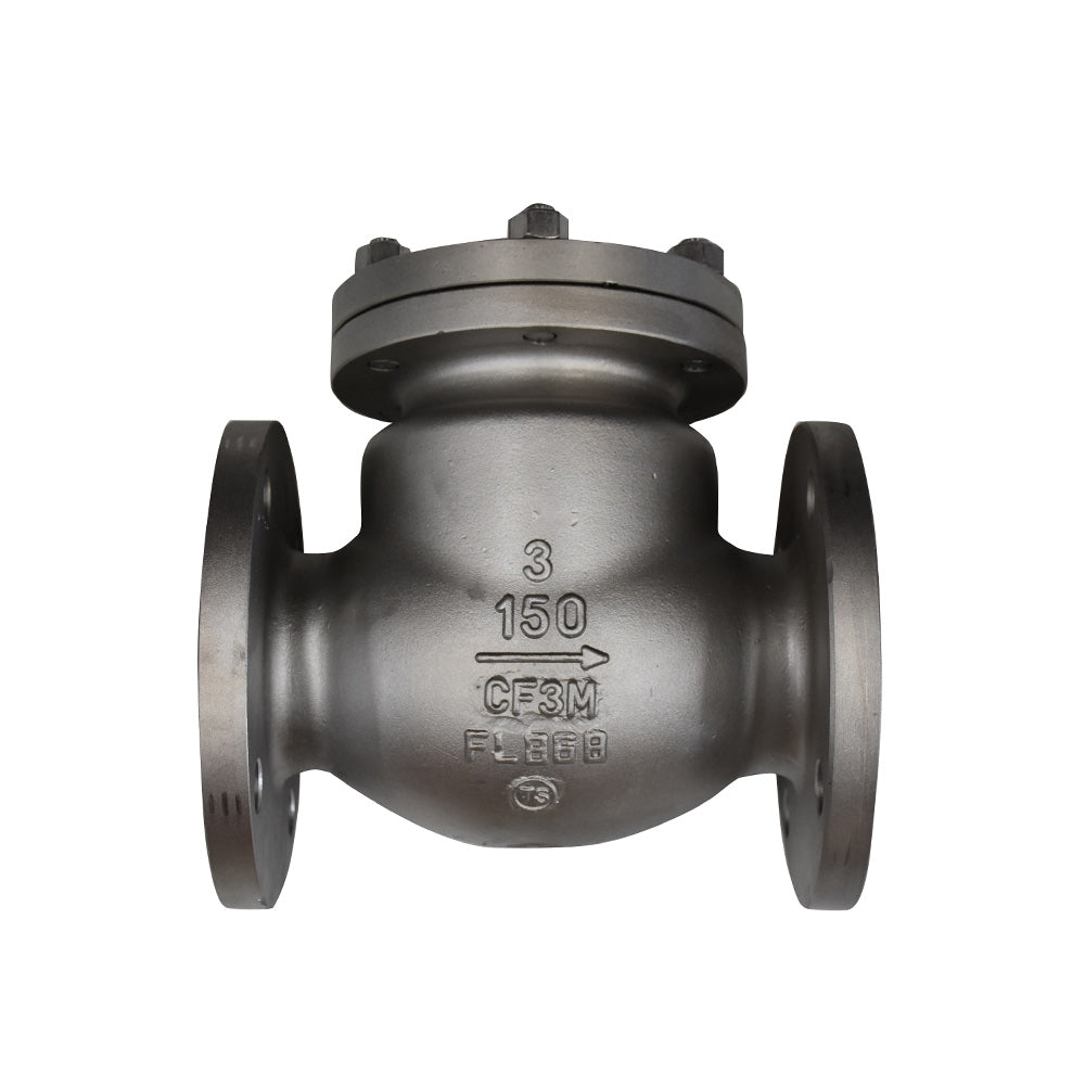 válvula check tipo columpio brida ANSI 150 CF3M sello PTFE Cematic