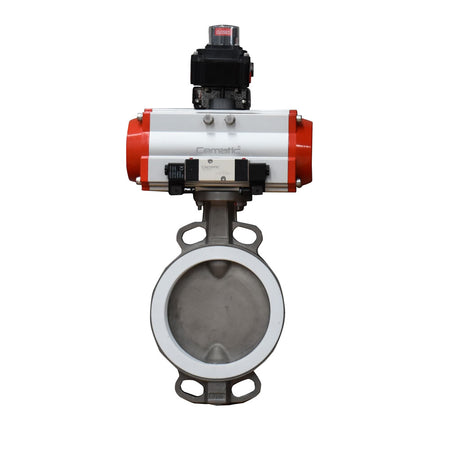 Válvula mariposa SS316 con actuador neumático simple doble efecto PTFE – Cematic