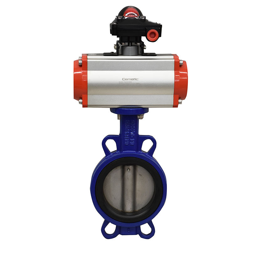 Válvula mariposa wafer NBR con actuador neumático ANSI 150 SS304 – Cematic