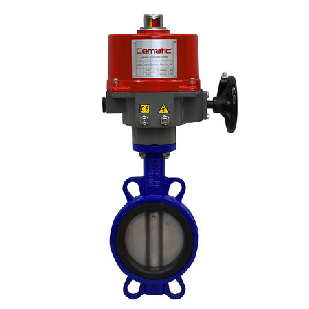 Válvula mariposa wafer Viton con actuador eléctrico ANSI 150 SS316  – Cematic